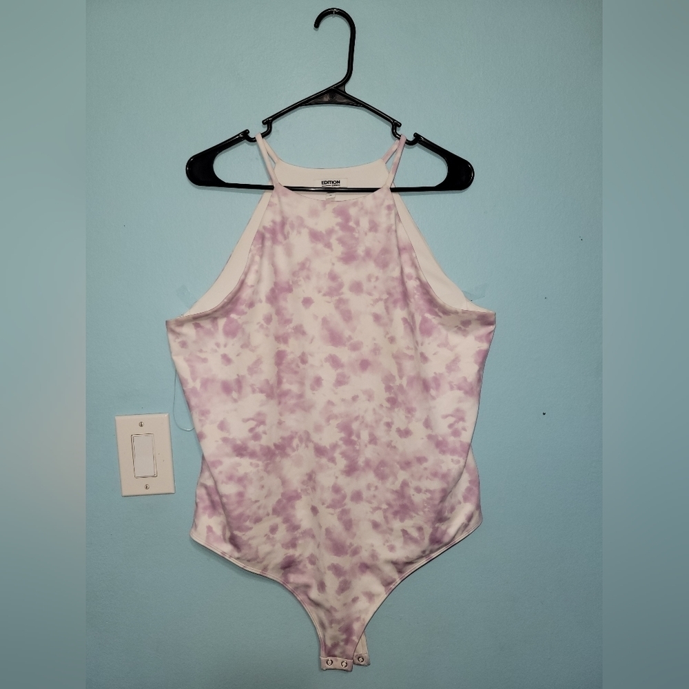 EXPRESS | Contour Bodysuit Halter Purple Tie-Dye